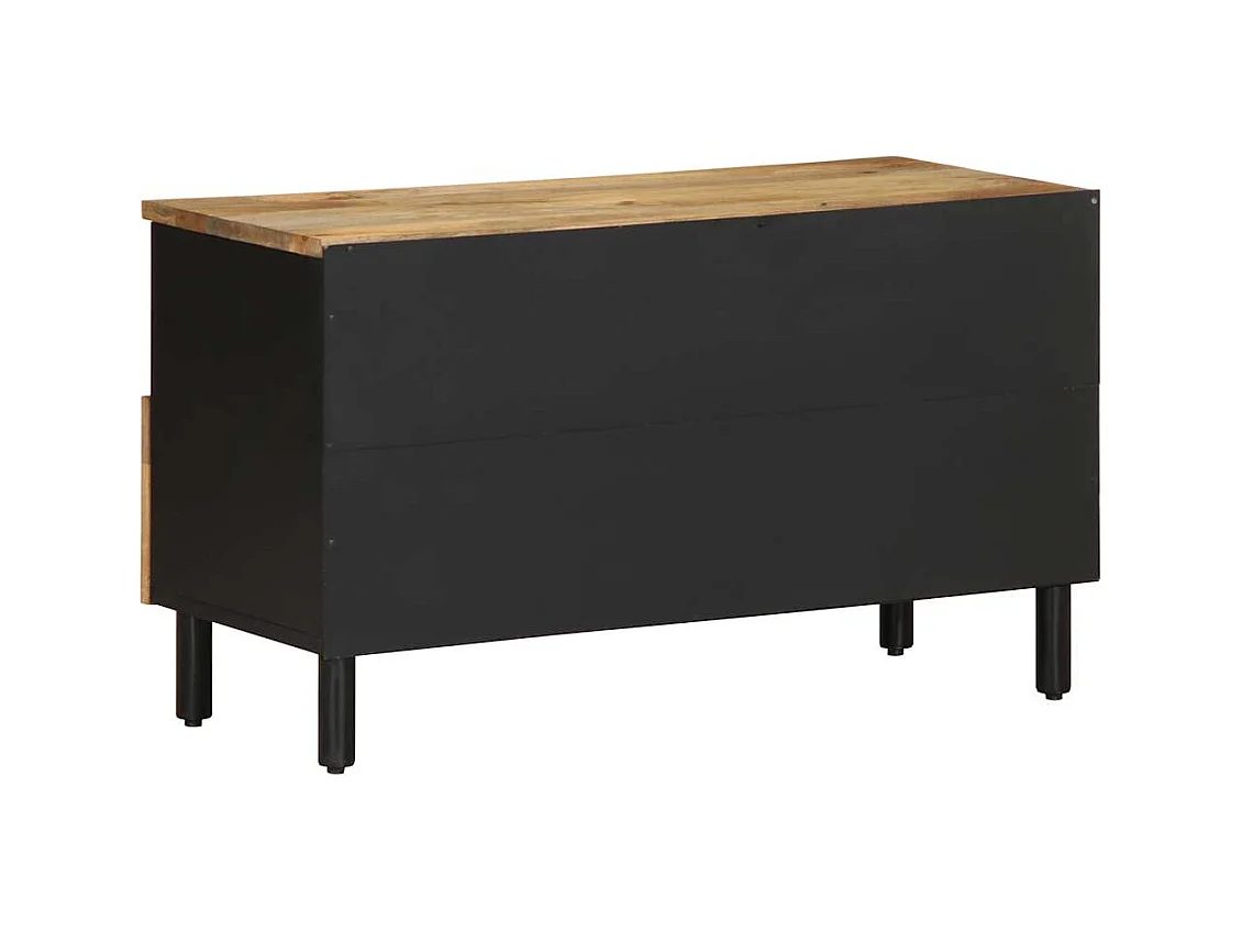 Meuble TV noir 80x33,5x46 cm bois massif manguier brut