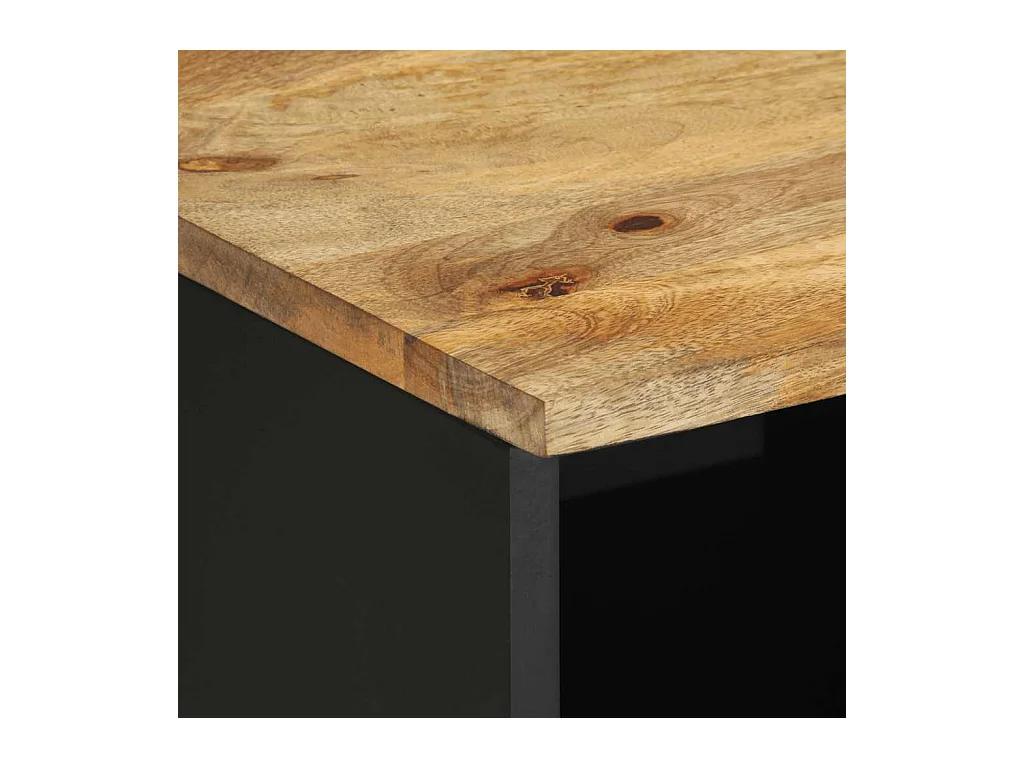 Meuble TV noir 80x33,5x46 cm bois massif manguier brut