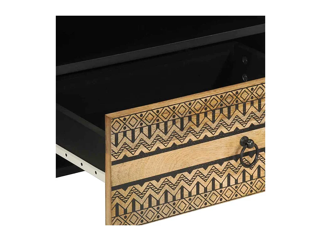 Meuble TV noir 80x33,5x46 cm bois massif manguier brut