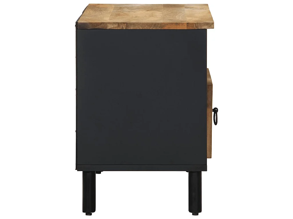 Mobile Porta TV Nero 80x33,5x46 cm Legno Massello Mango Grezzo