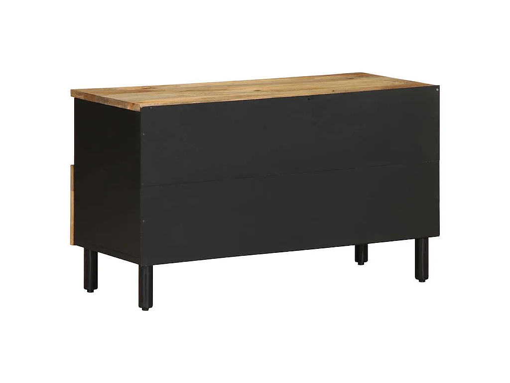 Mobile Porta TV Nero 80x33,5x46 cm Legno Massello Mango Grezzo