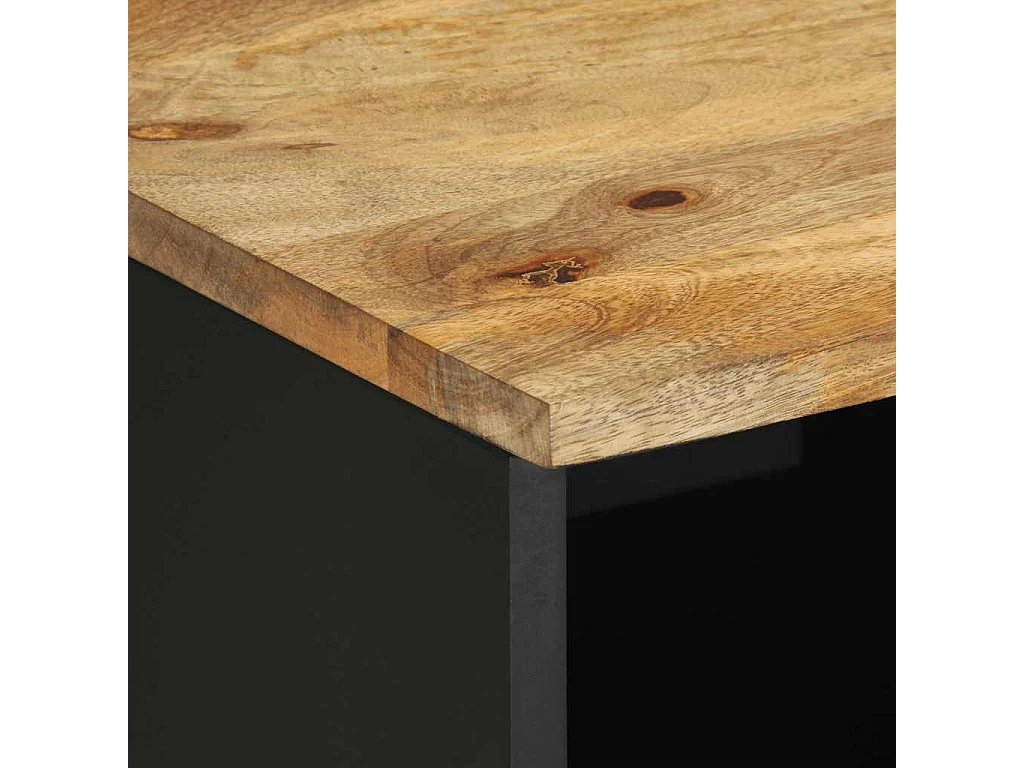 Mobile Porta TV Nero 80x33,5x46 cm Legno Massello Mango Grezzo