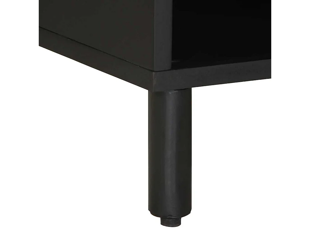 Mobile Porta TV Nero 80x33,5x46 cm Legno Massello Mango Grezzo