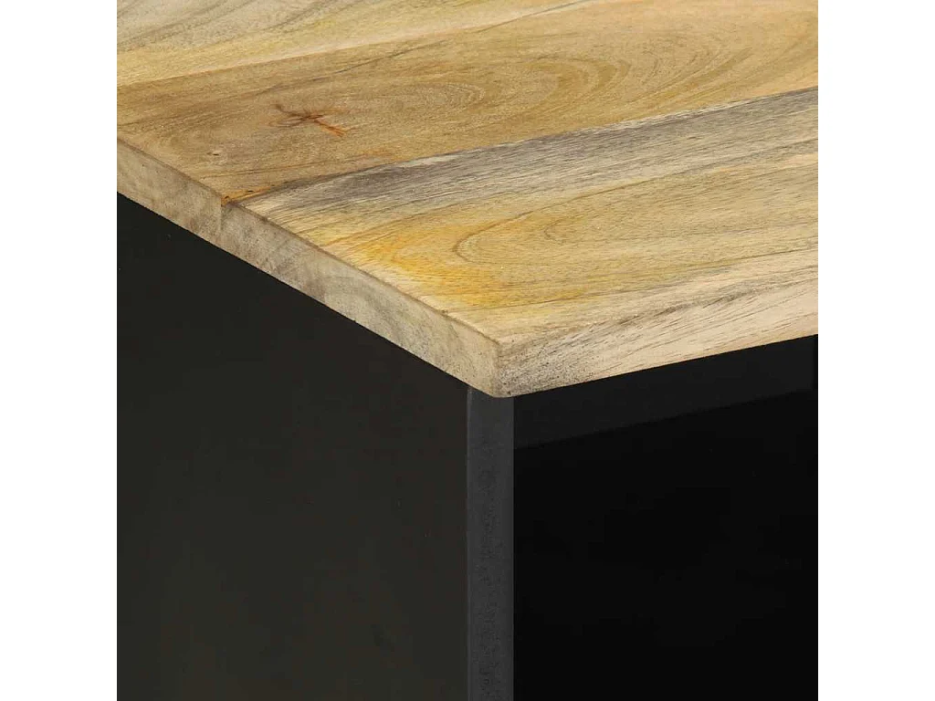 Mobile Porta TV Nero 100x33,5x46 cm Legno Massello Mango Grezzo