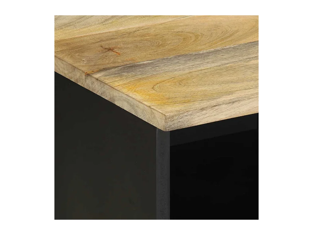 Mobile Porta TV Nero 100x33,5x46 cm Legno Massello Mango Grezzo