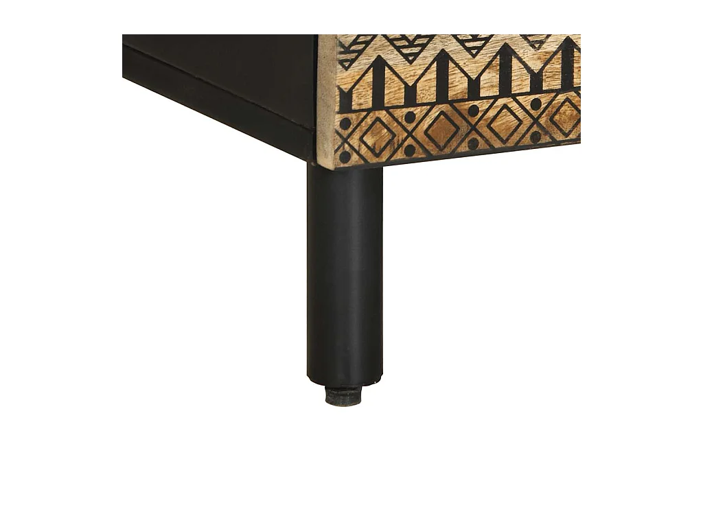 Mobile Porta TV Nero 100x33,5x46 cm Legno Massello Mango Grezzo