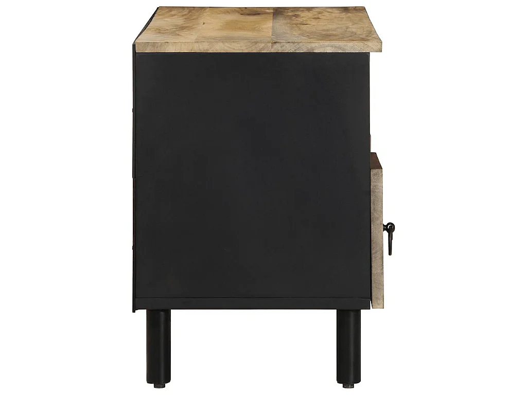 Mobile Porta TV Nero 100x33,5x46 cm Legno Massello Mango Grezzo