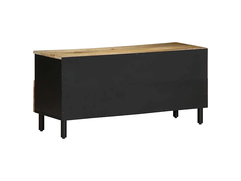 Mobile Porta TV Nero 100x33,5x46 cm Legno Massello Mango Grezzo