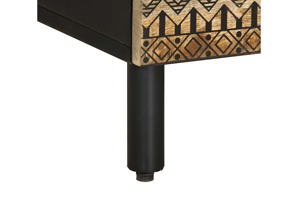 Mobile Porta TV Nero 100x33,5x46 cm Legno Massello Mango Grezzo