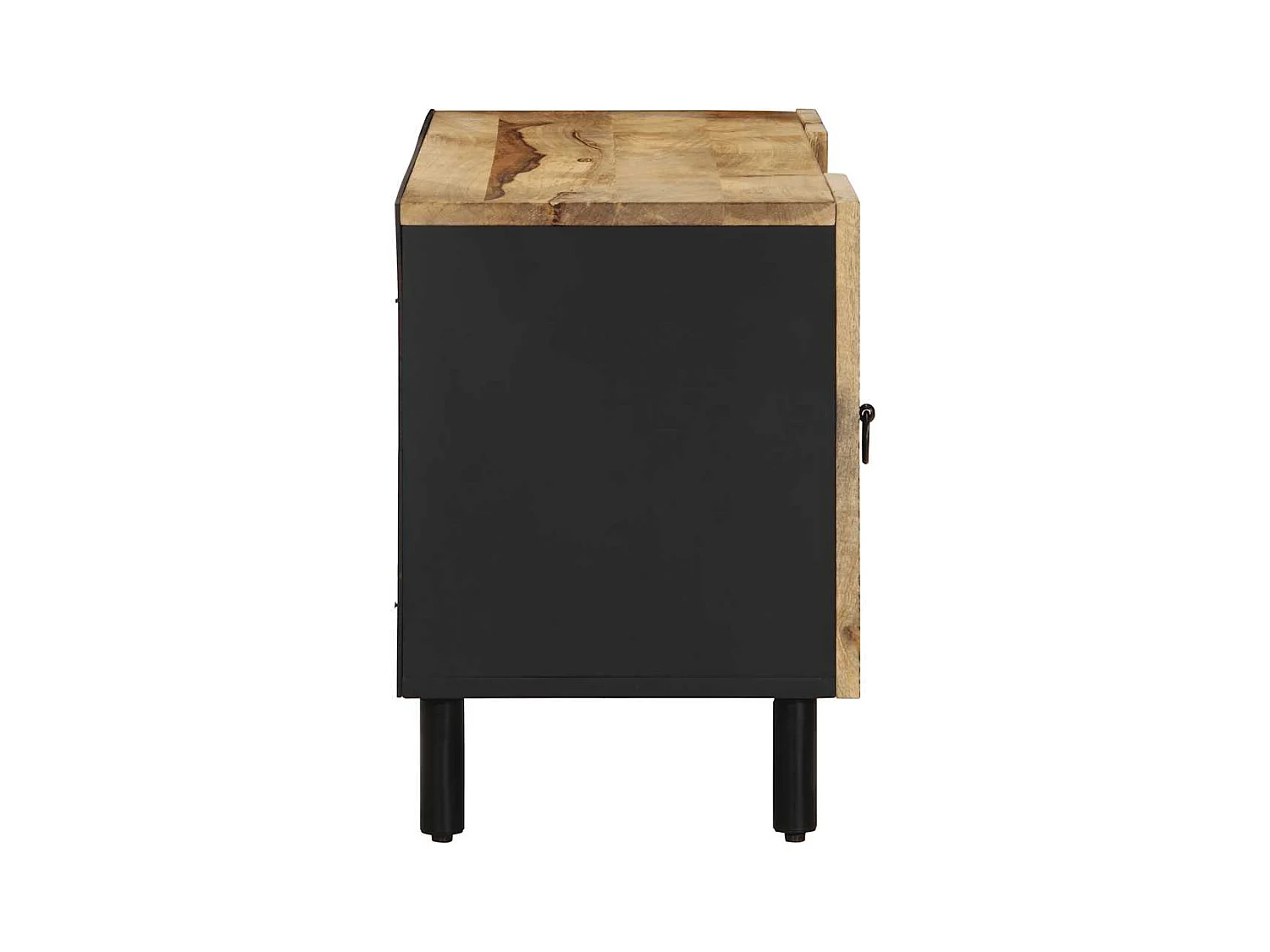 Mobile Porta TV Nero 105x33,5x46 cm Legno Massello Mango Grezzo