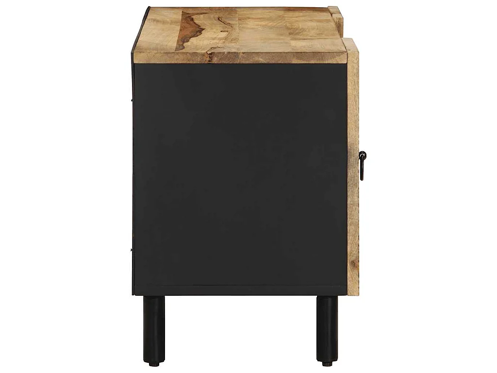 Mobile Porta TV Nero 105x33,5x46 cm Legno Massello Mango Grezzo