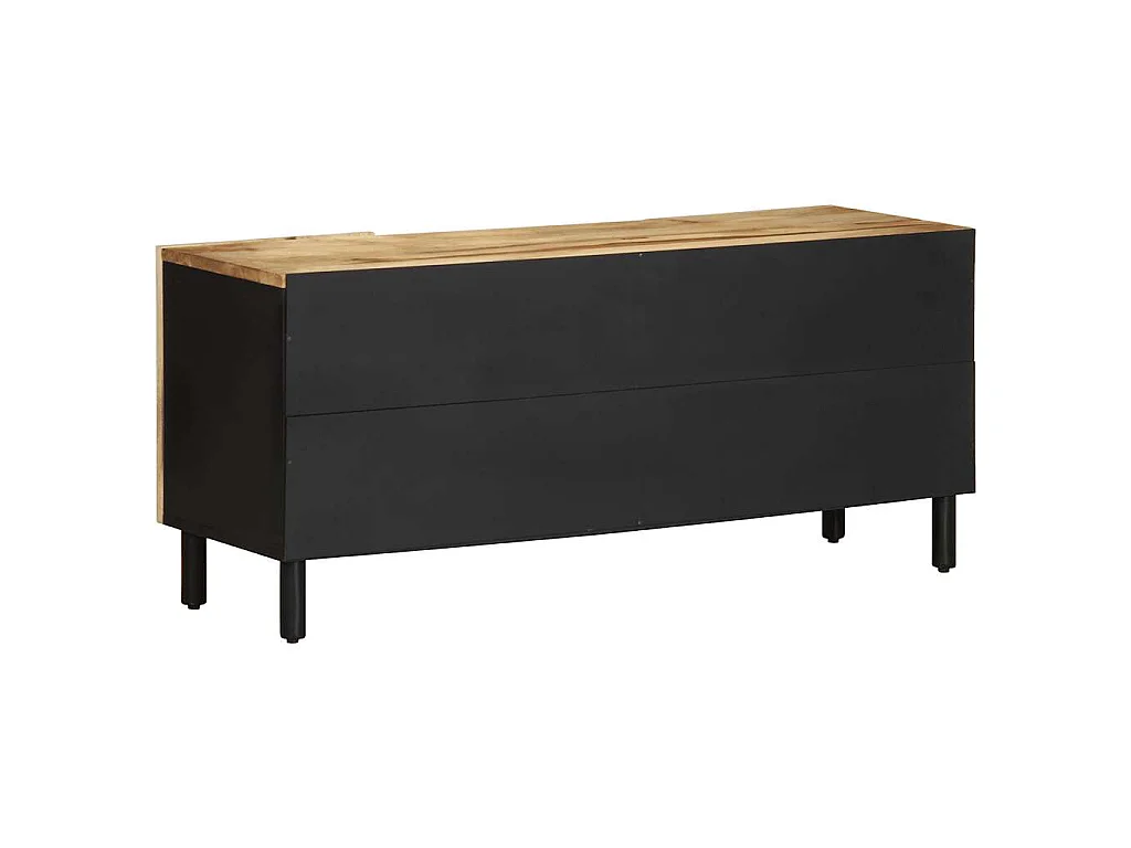 Mobile Porta TV Nero 105x33,5x46 cm Legno Massello Mango Grezzo
