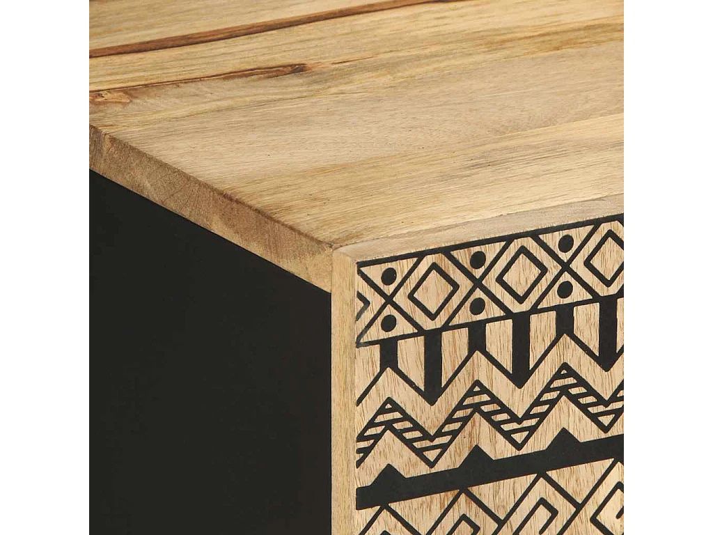 Mobile Porta TV Nero 105x33,5x46 cm Legno Massello Mango Grezzo