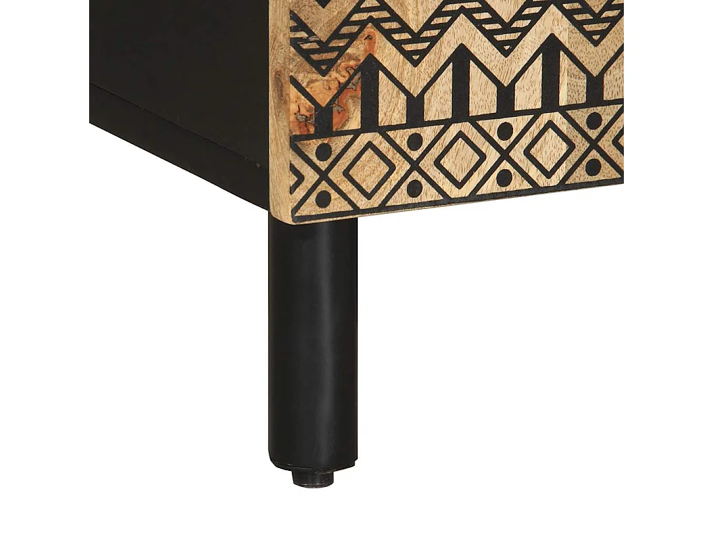 Mobile Porta TV Nero 105x33,5x46 cm Legno Massello Mango Grezzo