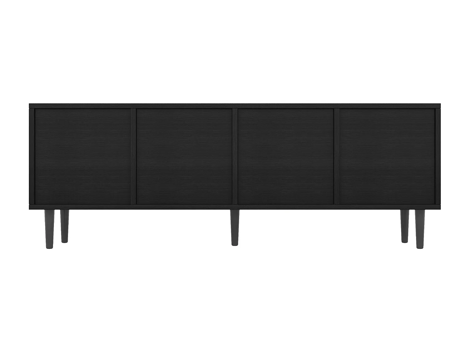 Mueble de TV de bambú y metal de 150 cm con moderno almacenaje en negro y madera para salón