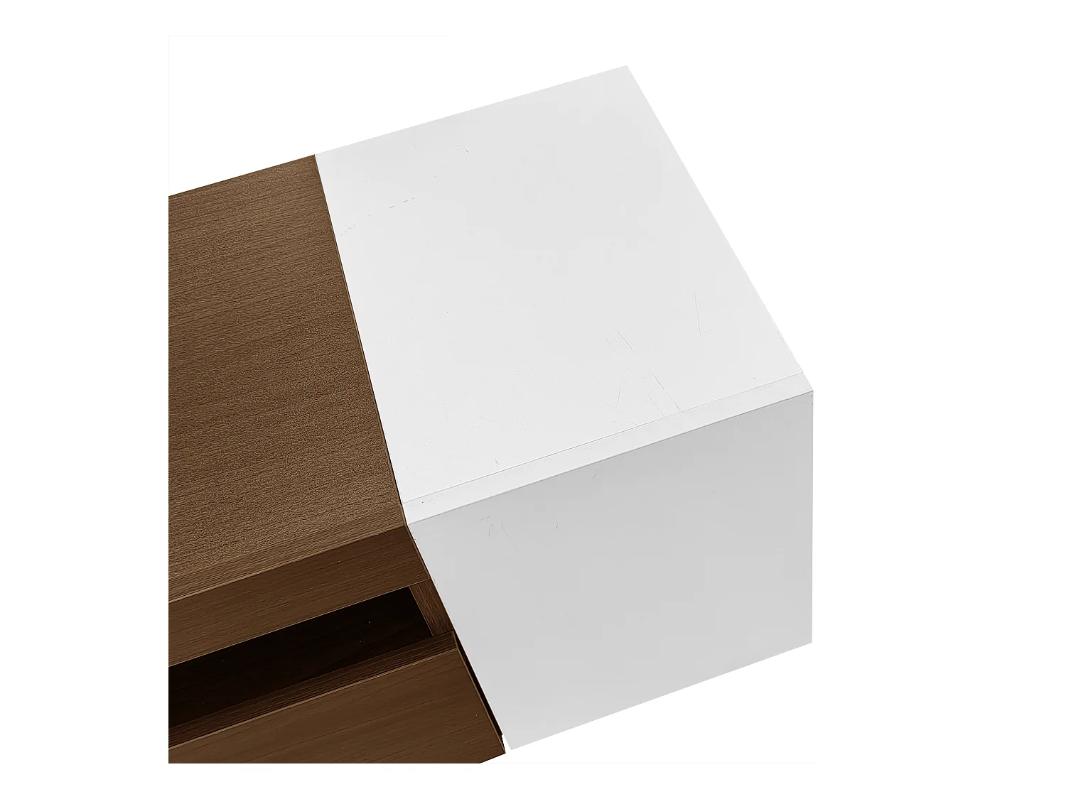 Meuble TV Moderne 180 cm Blanc et Bois MDF Rangement Télé Salon Étagères Ouvertes