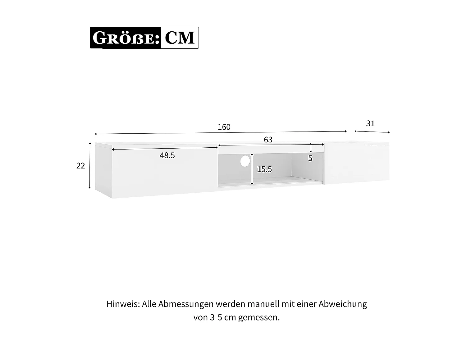 Mobile TV Murale Bianco 160cm Supporto TV 70 Pouces LED Bluetooth Comando APP Rangement Intégré