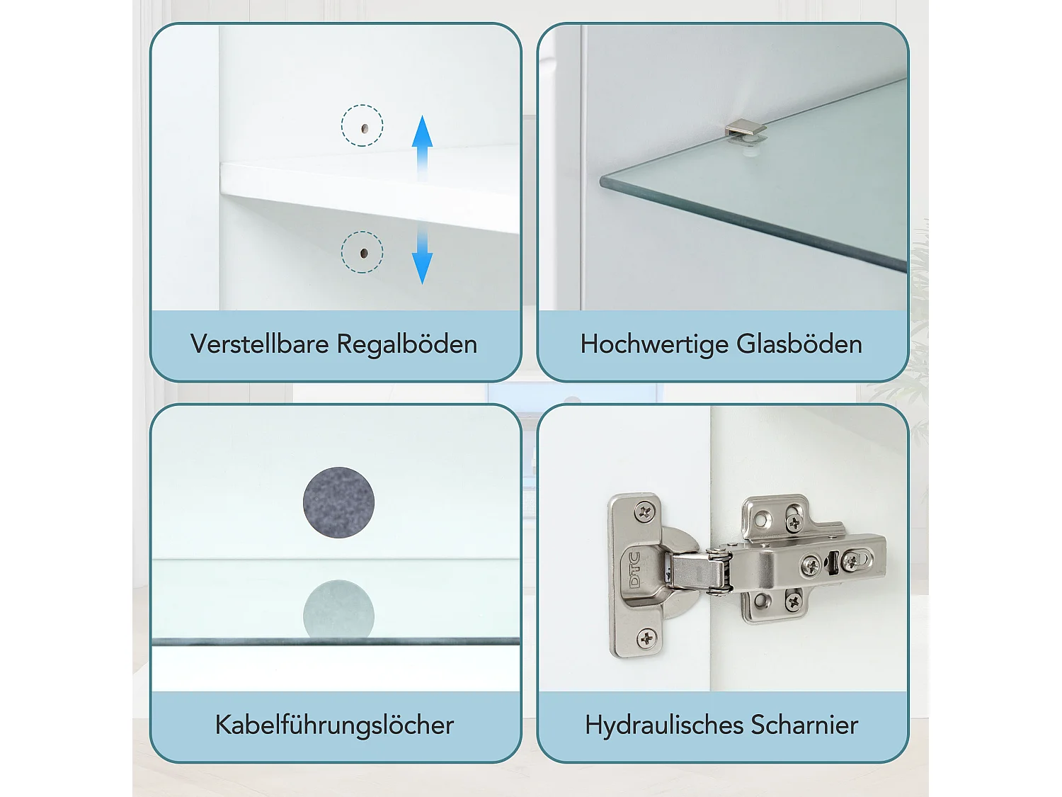 Mobile TV Blanc Mat 160 cm Étagère Verre Réglable pour Téléviseur 70 Pouces Salon