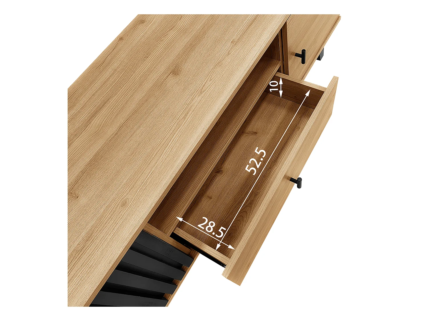 Mueble de TV de 170 cm en madera y negro, con 2 puertas y 1 cajón, moderno y práctico para salón.