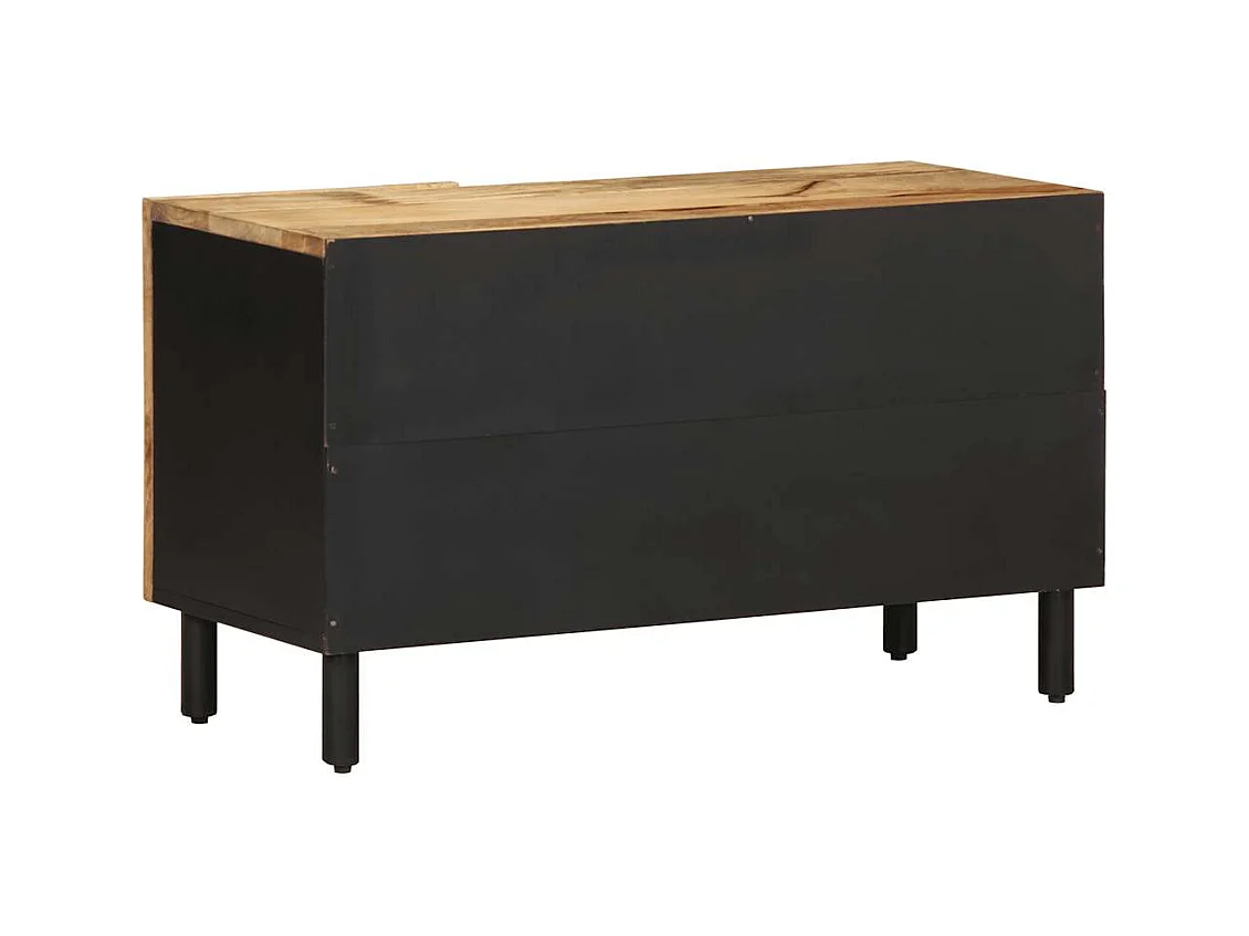 Meuble TV noir 80x33,5x46 cm bois massif manguier brut