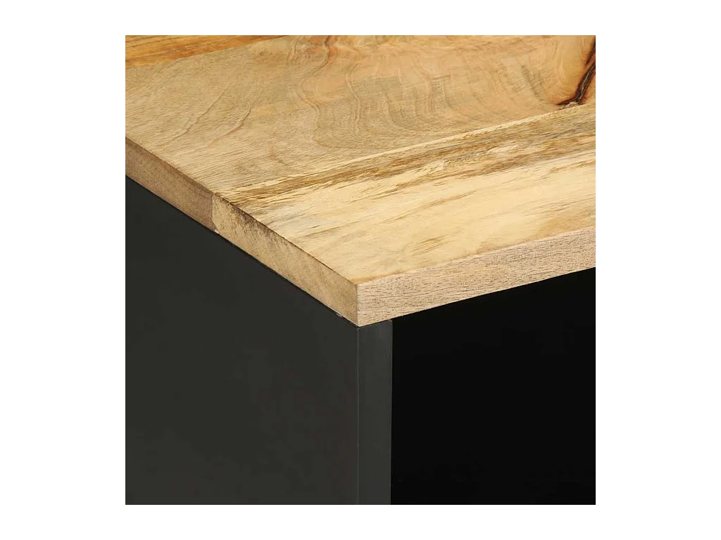 Meuble TV noir 80x33,5x46 cm bois massif manguier brut