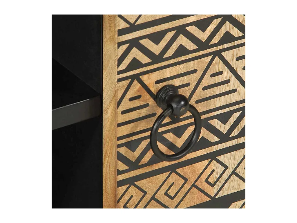 Meuble TV noir 80x33,5x46 cm bois massif manguier brut