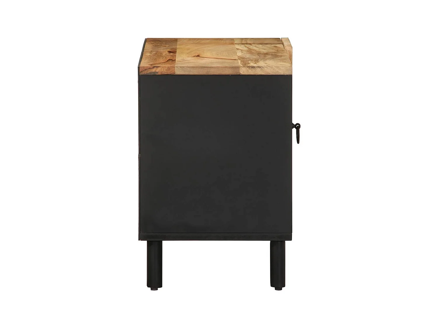 Mobile Porta TV Nero 80x33,5x46 cm Legno Massello Mango Grezzo