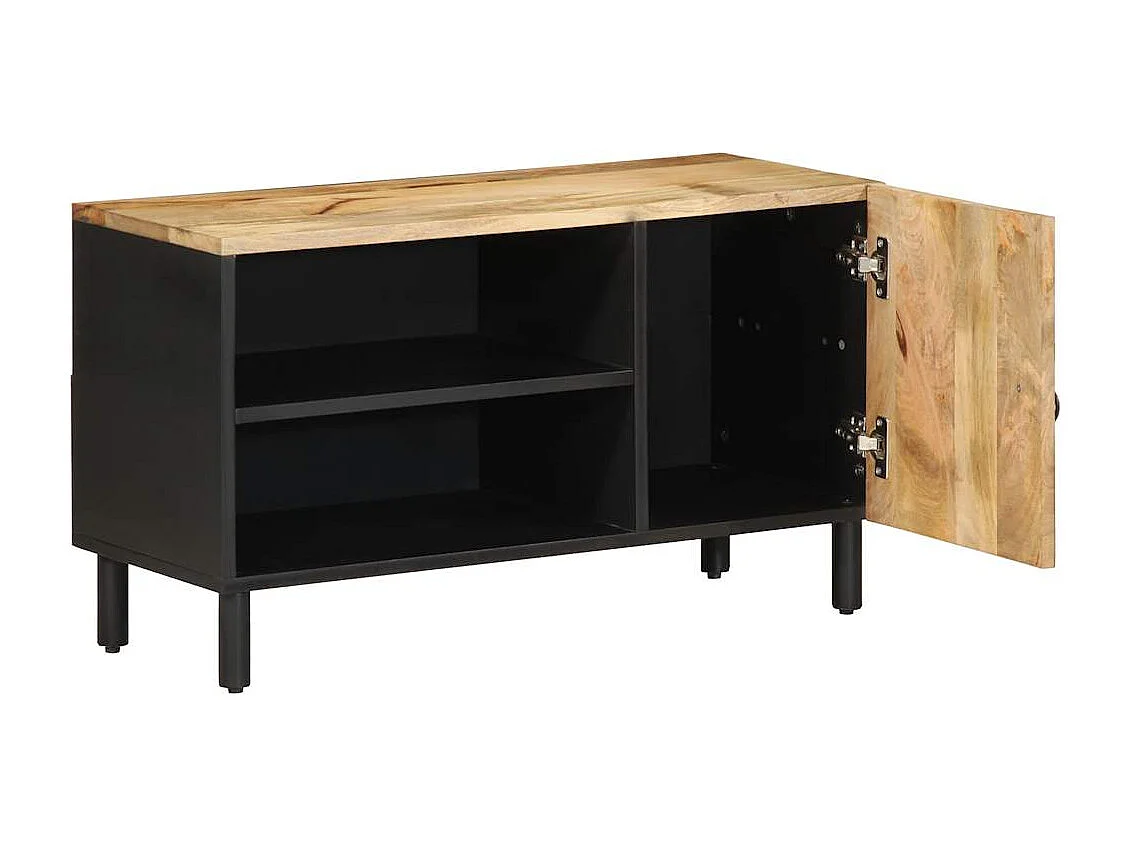 TV-Schrank Schwarz 80x33,5x46 cm Raues Mangoholz