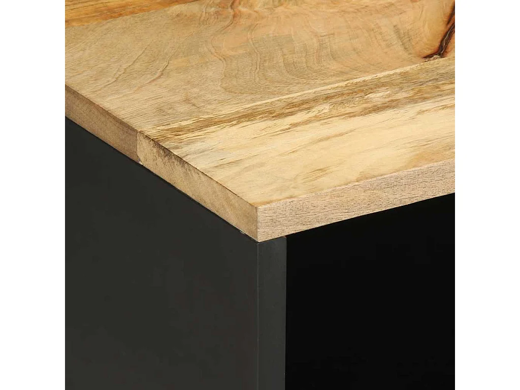 TV-Schrank Schwarz 80x33,5x46 cm Raues Mangoholz