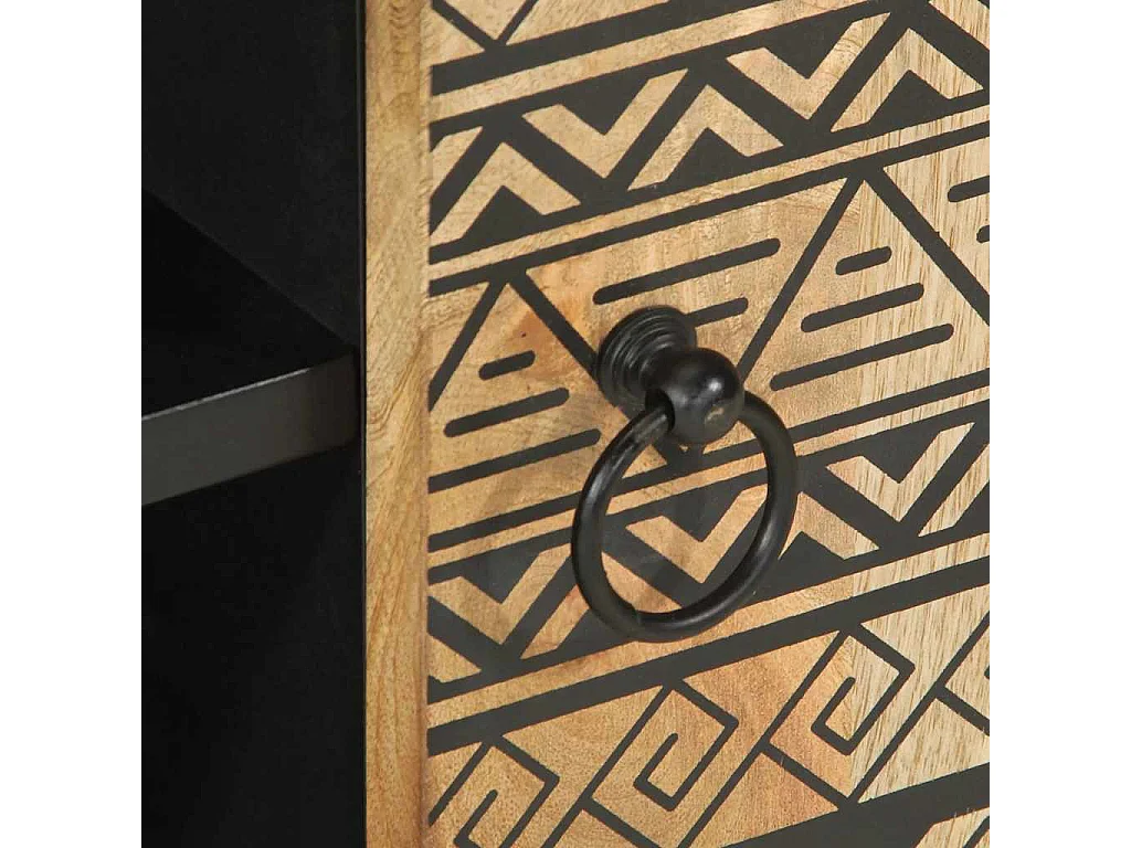 TV-Schrank Schwarz 80x33,5x46 cm Raues Mangoholz