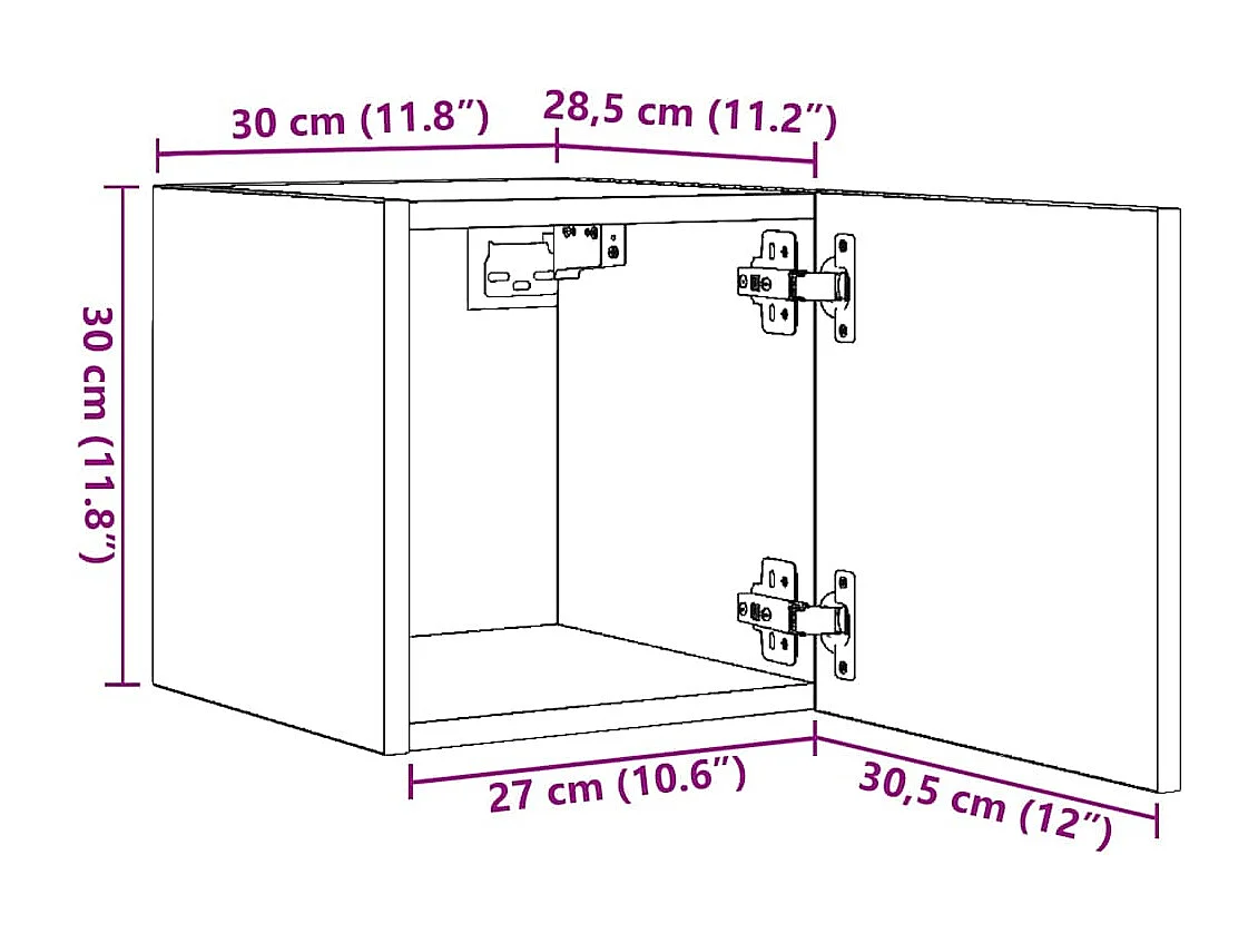 Meubles TV muraux 4 pcs Gris béton 30,5x30x30 cm