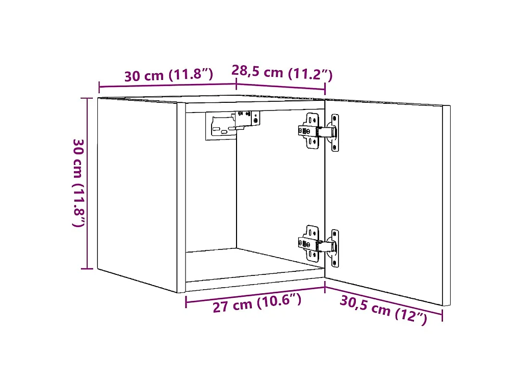 Muebles de salón de pared 4 uds gris hormigón 30,5x30x30 cm