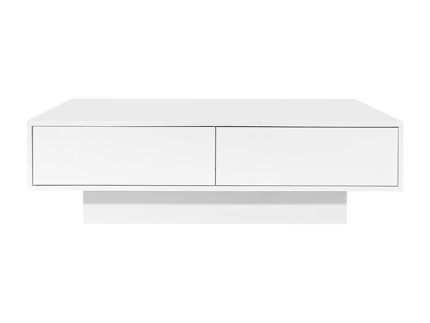 Table basse moderne blanche à haute brillance 115 x 55 x 34 cm : Avec 2 tiroirs, éclairage LED et 30 kg de charge, table basse élégante pour salon
