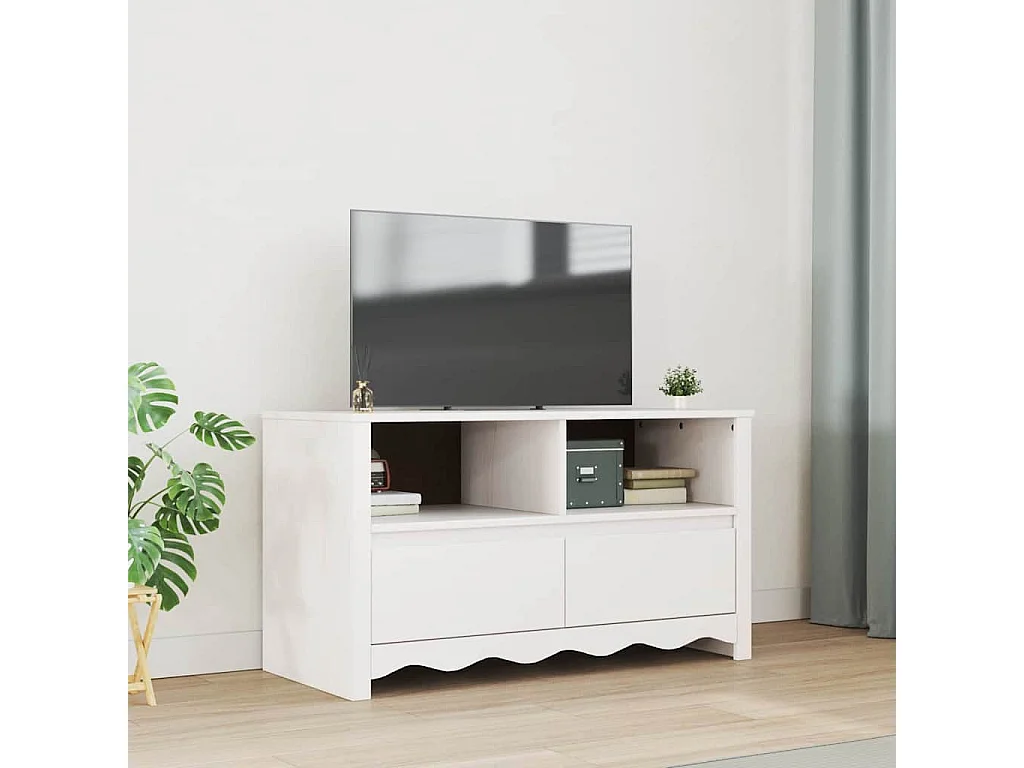 TV-Schrank Drammen Weiß 99 x 43 x 55 cm Massivholz Kiefer
