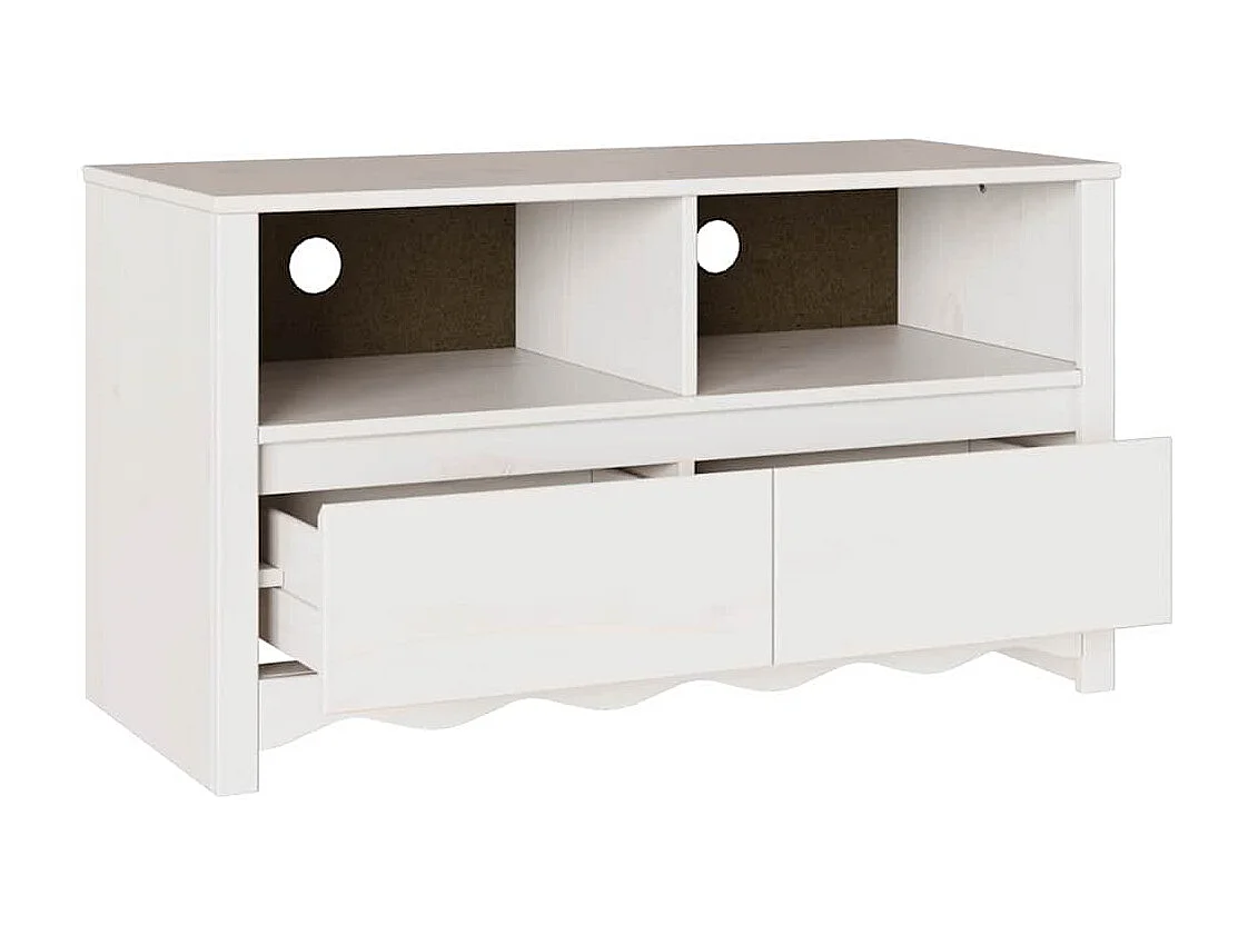 TV-Schrank Drammen Weiß 99 x 43 x 55 cm Massivholz Kiefer