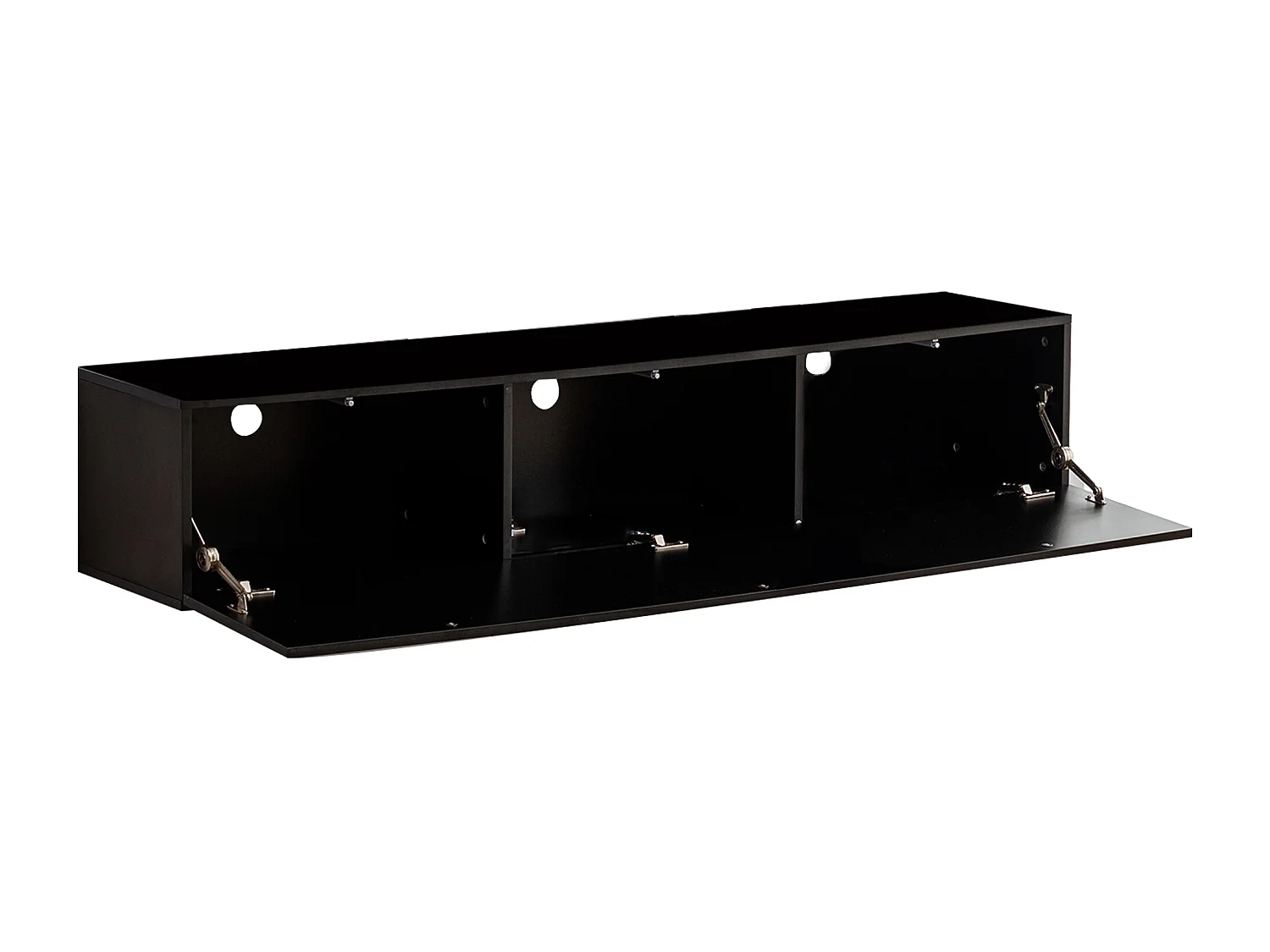 Móvel de TV preto de 160 cm para sala de estar, moderno, com portas de abrir por pressão