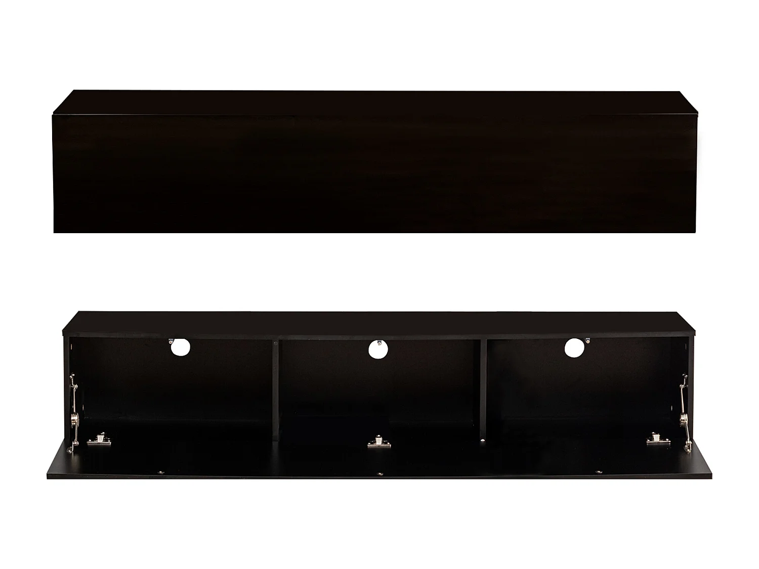 Móvel de TV preto de 160 cm para sala de estar, moderno, com portas de abrir por pressão