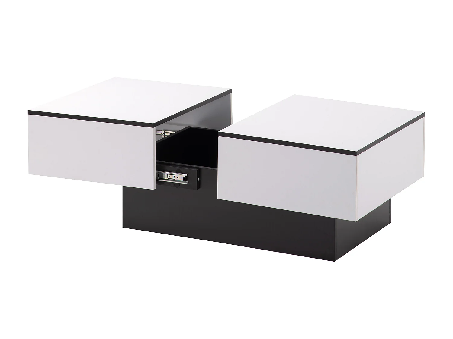 Table basse universelle pour salon, laquée avec table extensible et espace de rangement (blanc)