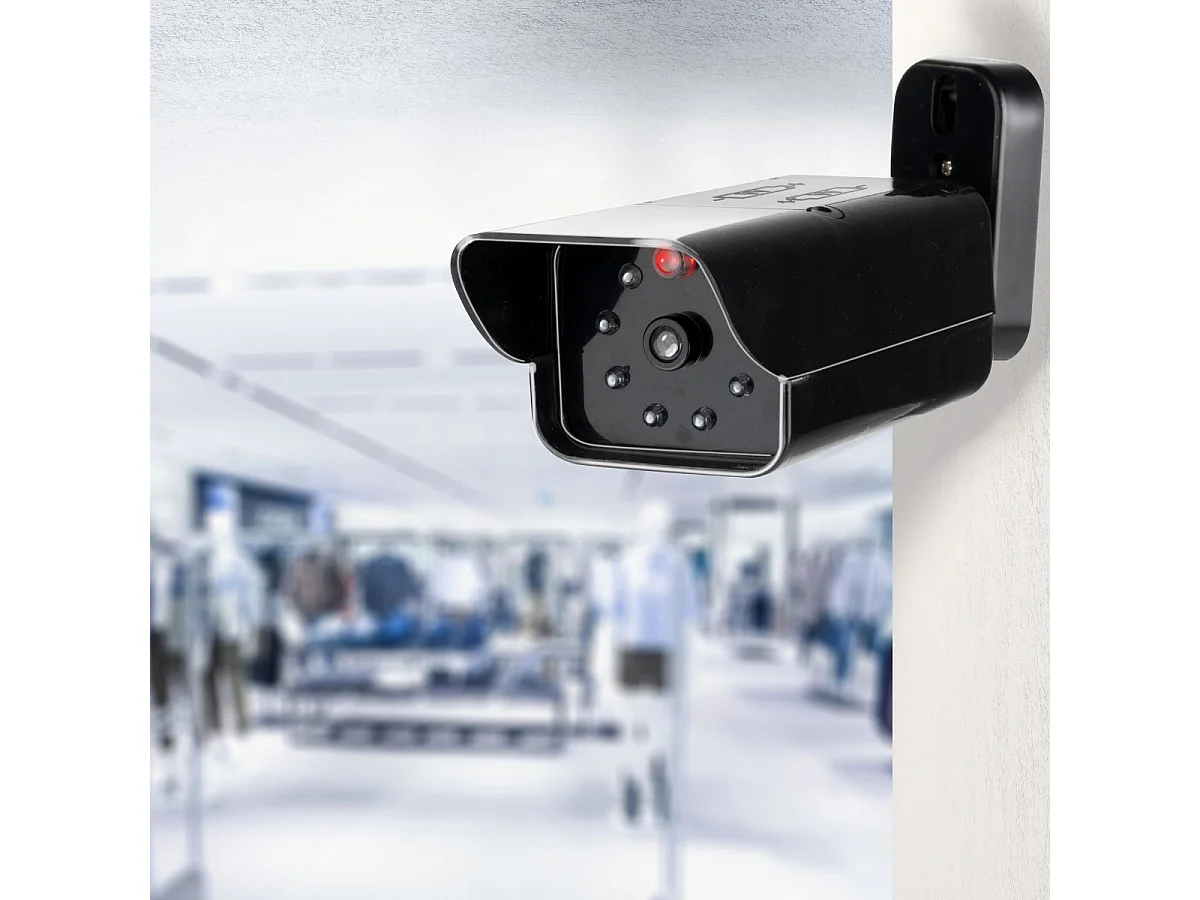 Cámara de seguridad falsa para pared negro 13x6x15 cm