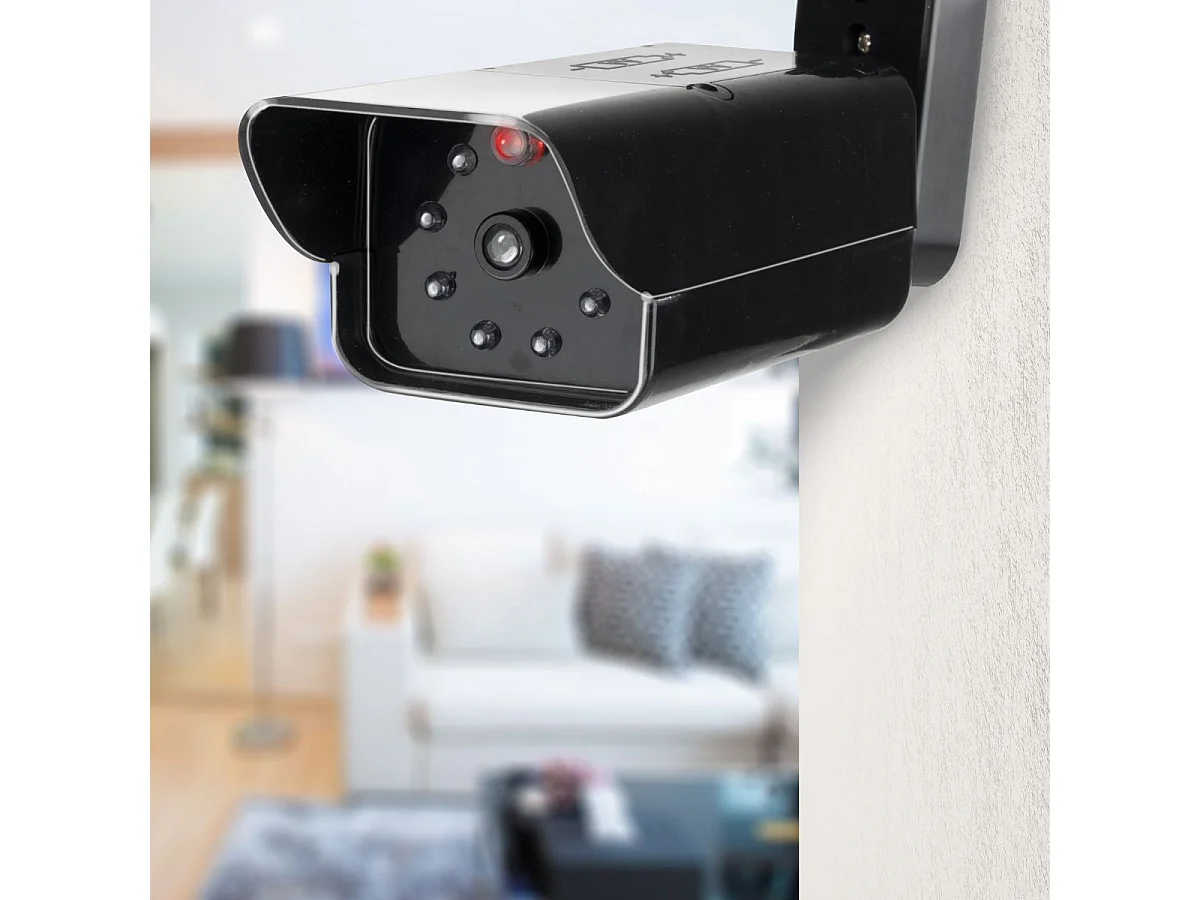 Cámara de seguridad falsa para pared negro 13x6x15 cm