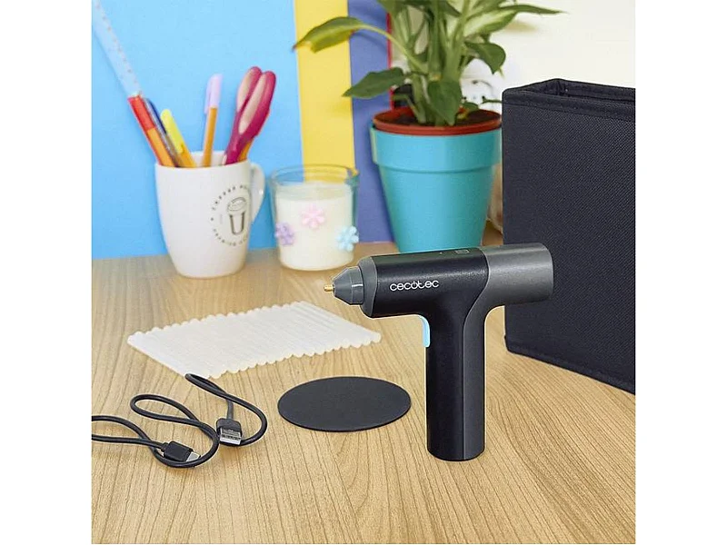 Pistola de silicona Cecotec Perfect Fix 360 FreeStyle 20 barras de silicona negro