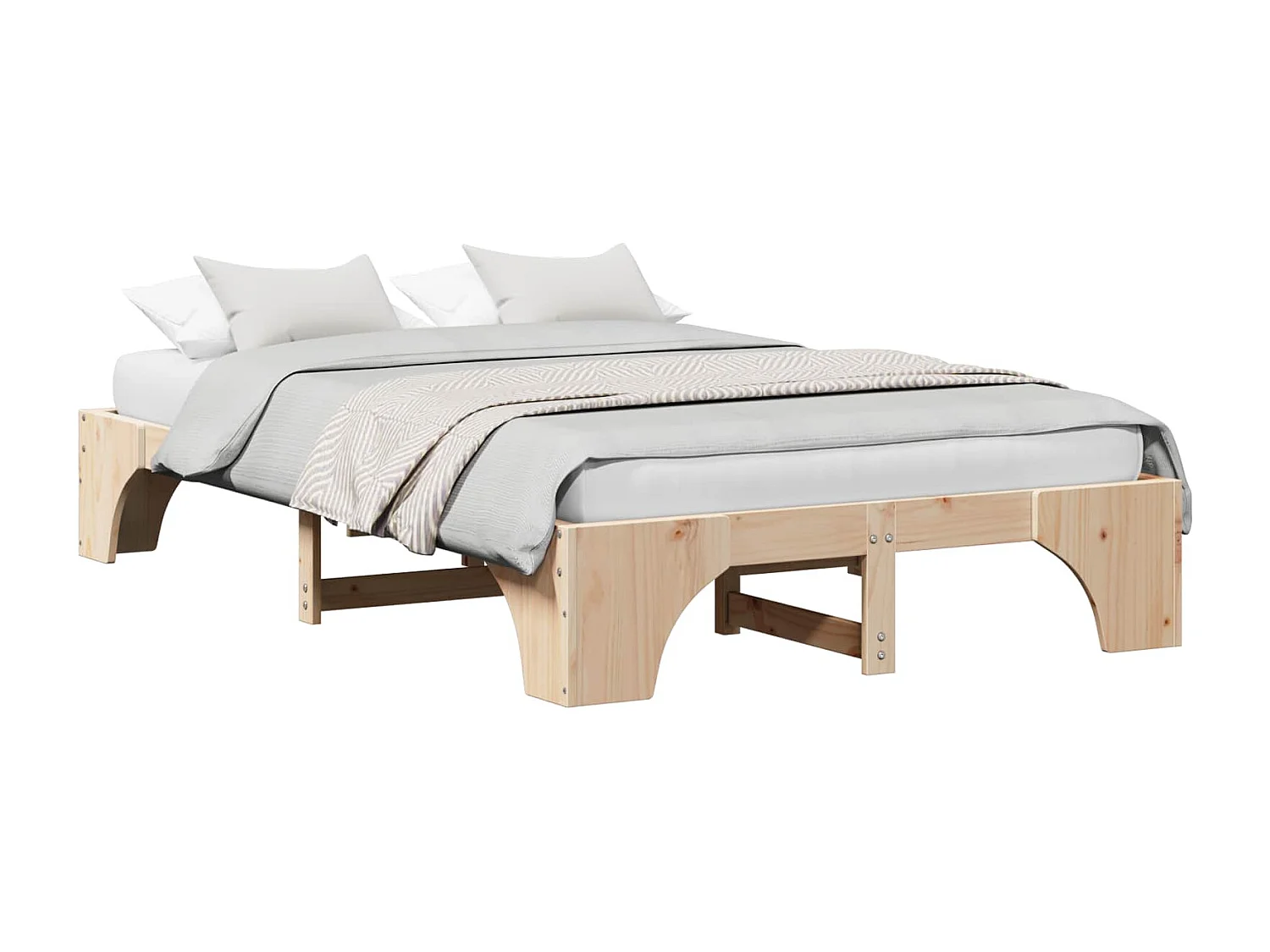 Bettrahmen Natur 140 x 190 cm Massives Kiefernholz