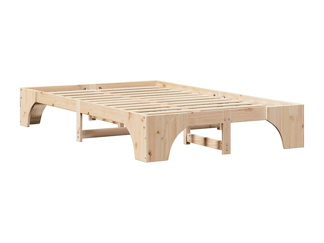 Bettrahmen Natur 140 x 190 cm Massives Kiefernholz