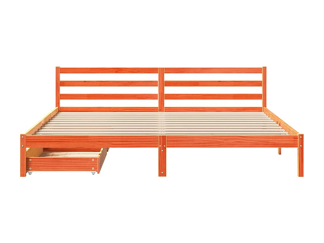 Letto senza Materasso Marrone Cera 200x200 cm in Legno di Pino