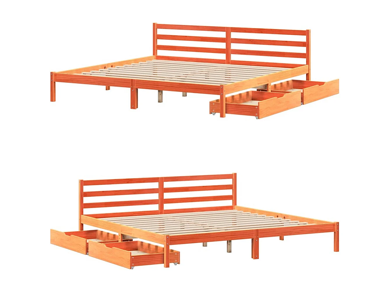 Letto senza Materasso Marrone Cera 200x200 cm in Legno di Pino