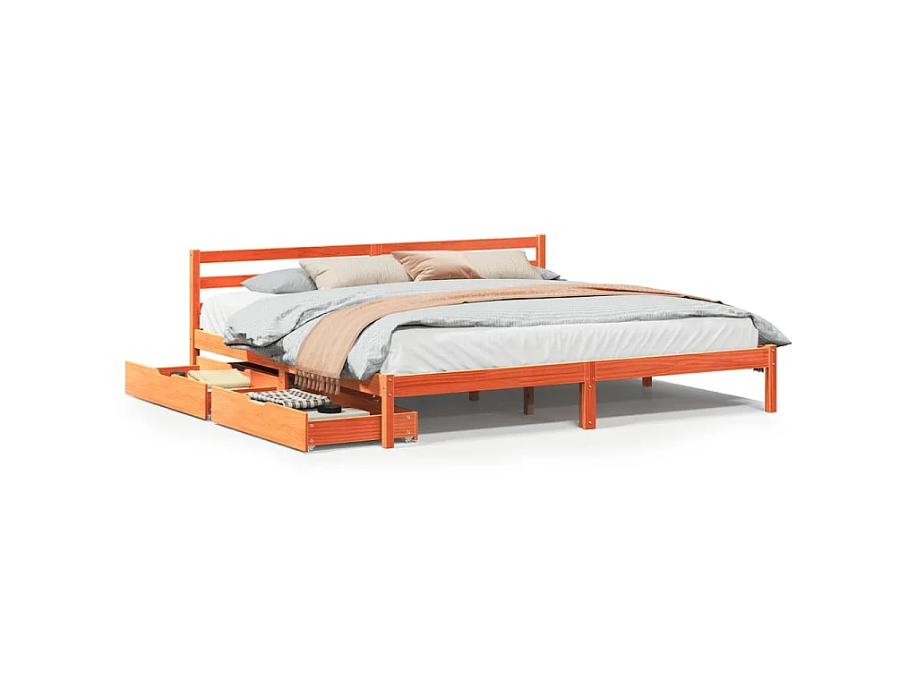 Bedframe zonder matras massief grenenhout wasbruin 200x200 cm