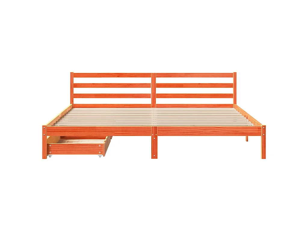 Bedframe zonder matras massief grenenhout wasbruin 200x200 cm