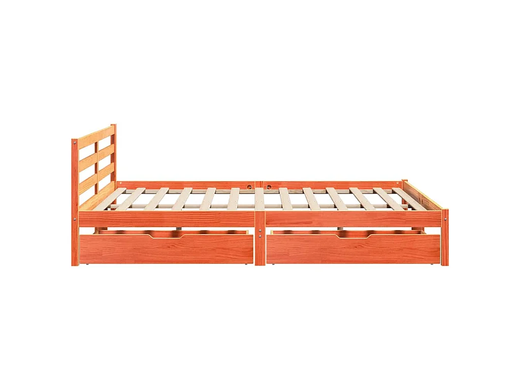 Bedframe zonder matras massief grenenhout wasbruin 200x200 cm