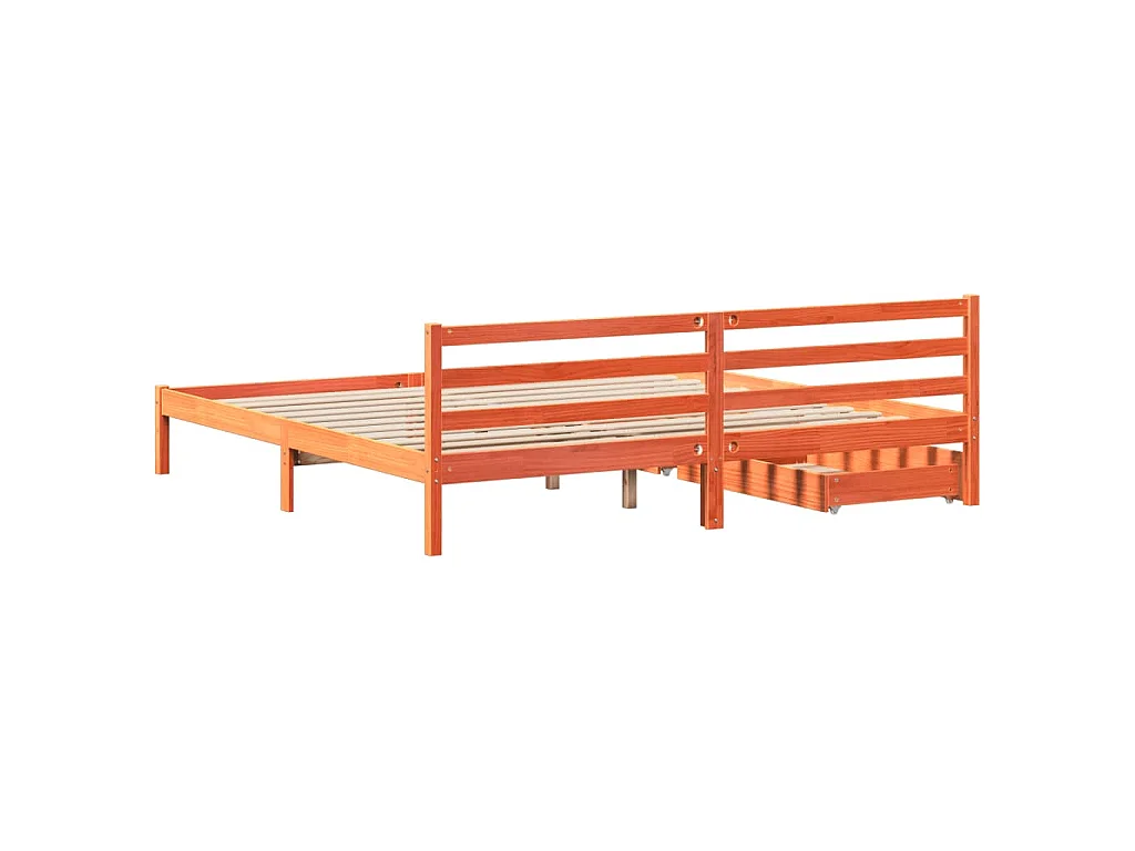 Bedframe zonder matras massief grenenhout wasbruin 200x200 cm