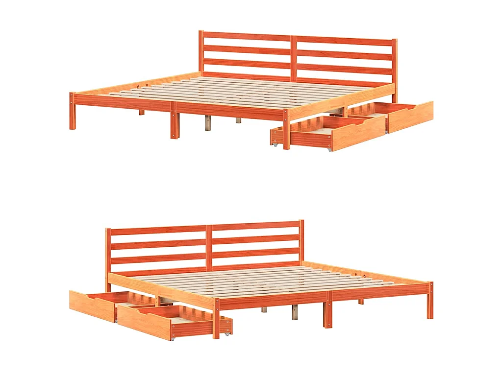 Bedframe zonder matras massief grenenhout wasbruin 200x200 cm